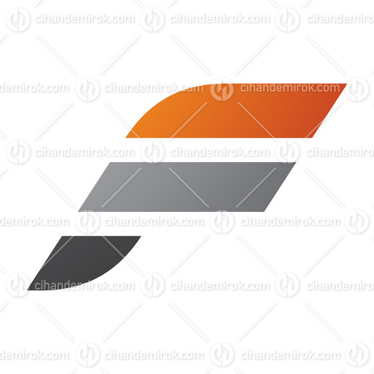 Orange and Grey Letter F Icon with Horizontal Stripes