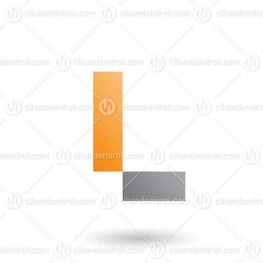 Orange and Grey Letter L with Rectangular Shapes Vector Illustration