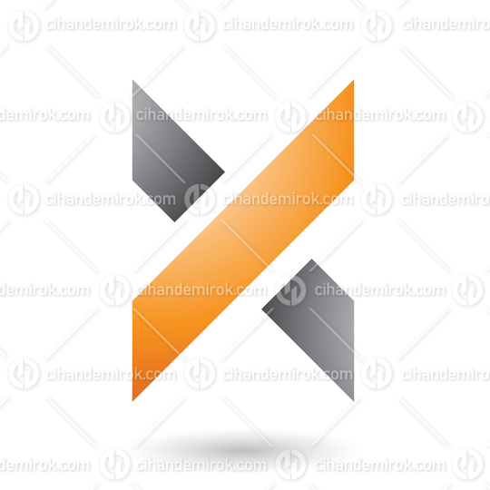 Orange and Grey Thick Shaded Letter X Vector Illustration