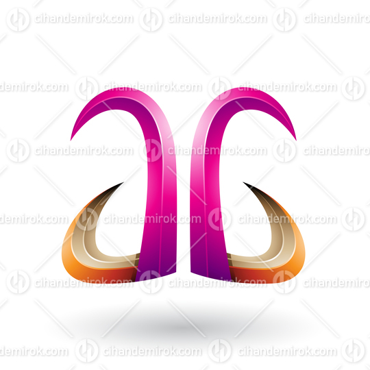 Orange and Magenta 3d Horn Like Letter A and G Vector Illustration