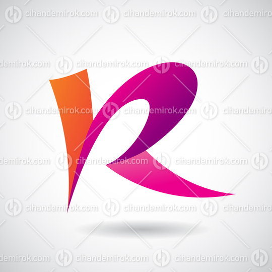 Orange and Magenta Curvy Lowercase Letter K or Uppercase Letter R