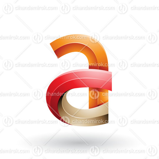 Orange and Red 3d Bold Curvy Letter A Vector Illustration
