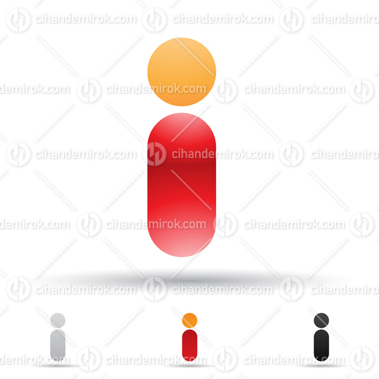 Orange and Red Abstract Glossy Logo Icon of Letter I with Round  and Circular Shapes