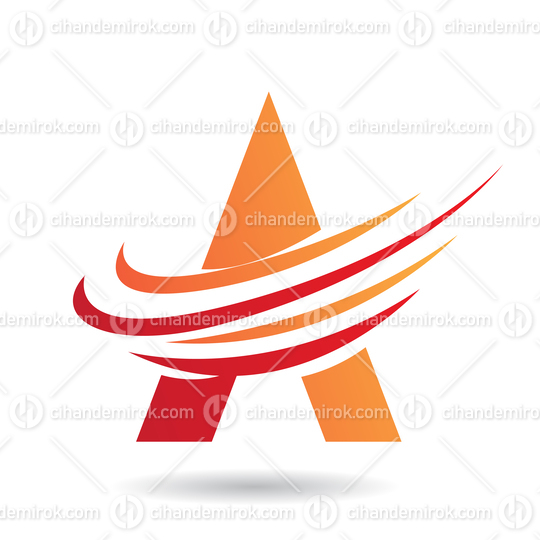 Orange and Red Abstract Icon of Letter A with Twisting Swoosh Lines