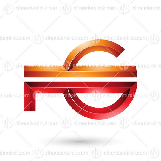Orange and Red Abstract Key-like Symbol Vector Illustration