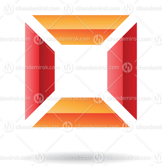 Orange and Red Abstract Split Square Frame Logo Icon