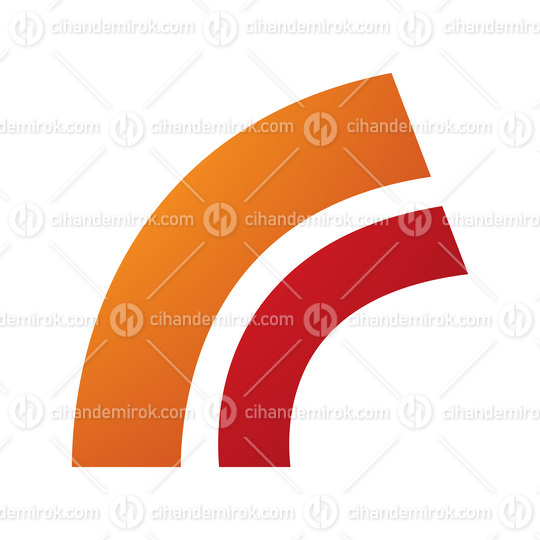 Orange and Red Arc Shaped Letter R Icon