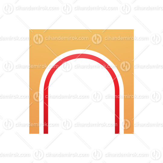 Orange and Red Arch Shaped Letter N Icon
