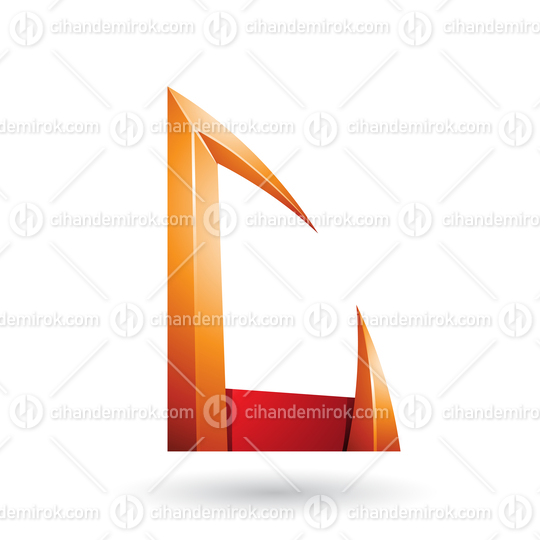 Orange and Red Arrow Shaped Letter C Vector Illustration