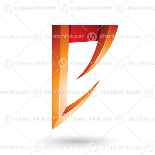 Orange and Red Arrow Shaped Letter E Vector Illustration