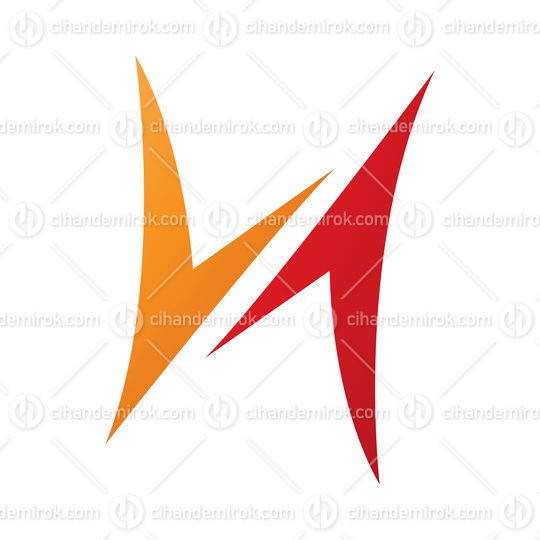 Orange and Red Arrow Shaped Letter H Icon