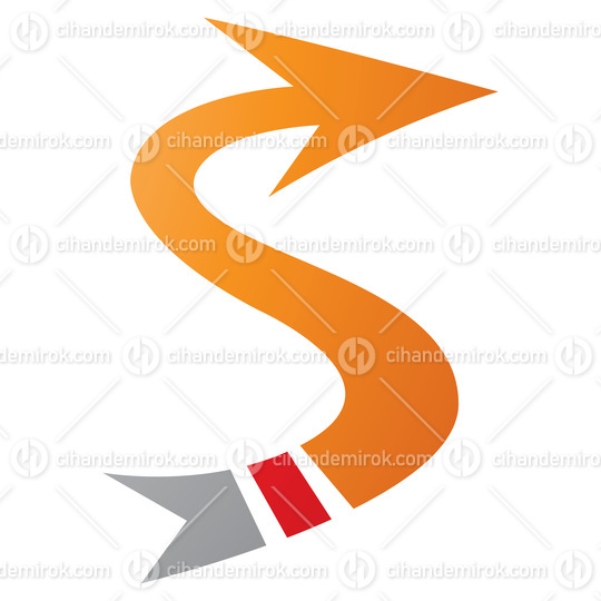 Orange and Red Arrow Shaped Letter S Icon