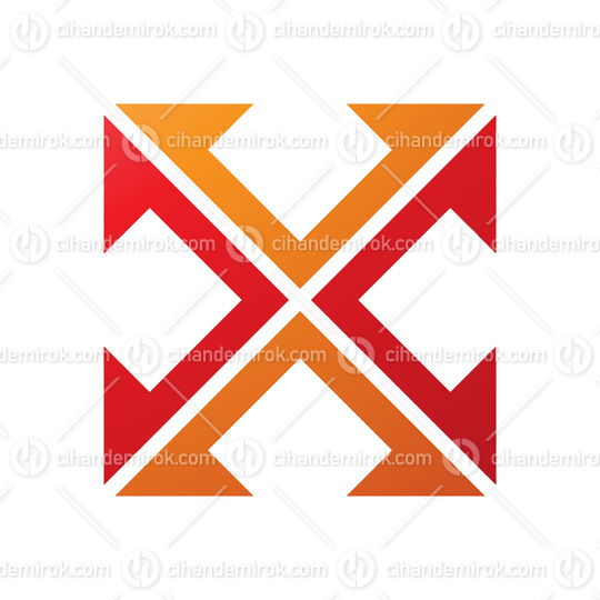 Orange and Red Arrow Square Shaped Letter X Icon