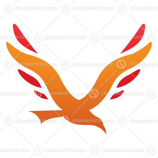 Orange and Red Bird Shaped Letter V Icon
