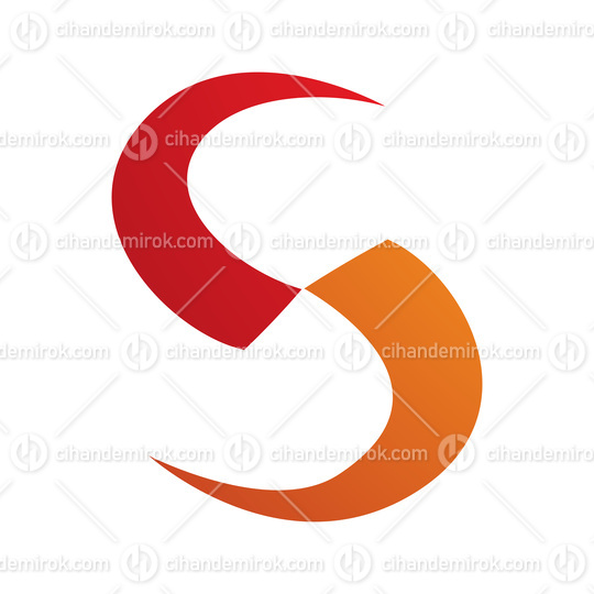 Orange and Red Blade Shaped Letter S Icon