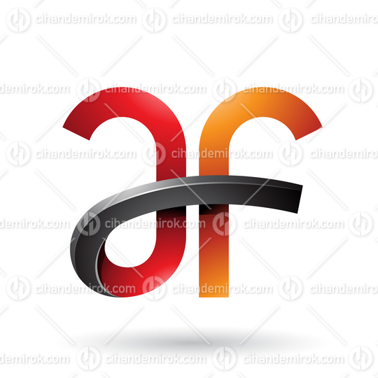 Orange and Red Bold Curvy Letters A and F Vector Illustration