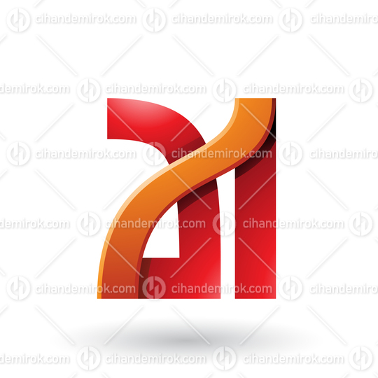 Orange and Red Bold Dual Letters A and I Vector Illustration