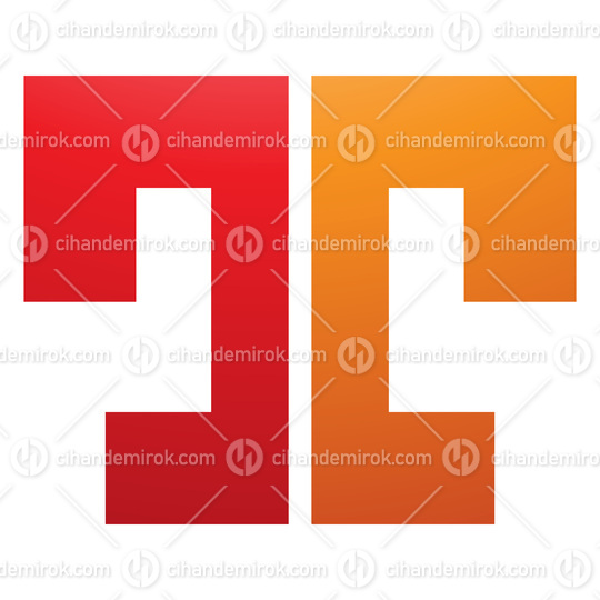 Orange and Red Bold Split Shaped Letter T Icon
