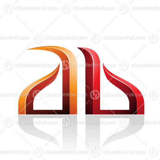 Orange and Red Bow-like Embossed Letters of A and B