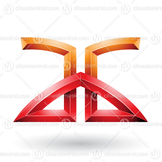Orange and Red Bridged Embossed Letters of A and G