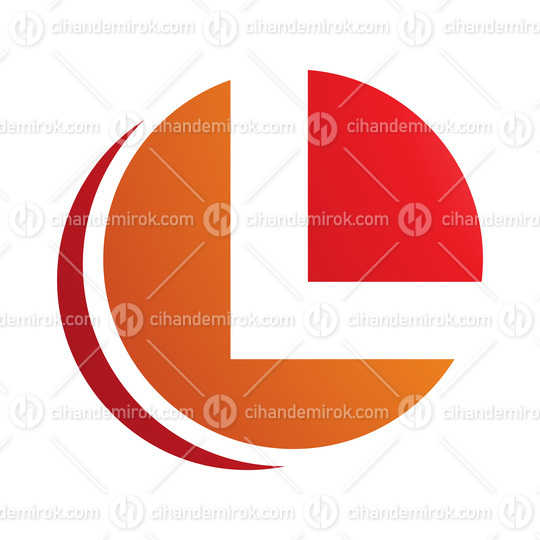 Orange and Red Circle Shaped Letter L Icon