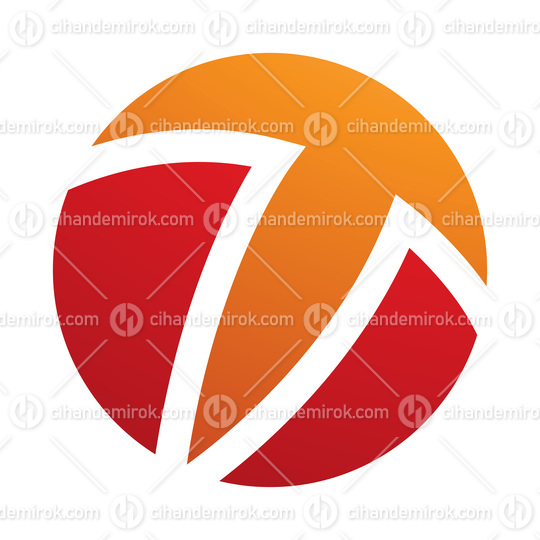 Orange and Red Circle Shaped Letter T Icon