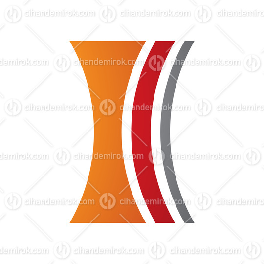 Orange and Red Concave Lens Shaped Letter I Icon
