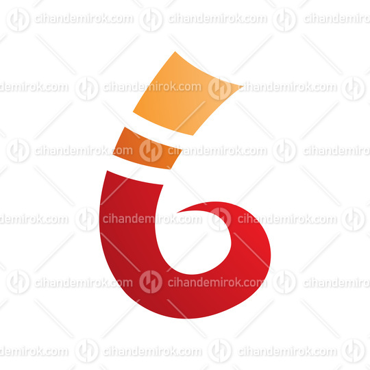Orange and Red Curly Spike Shape Letter B Icon