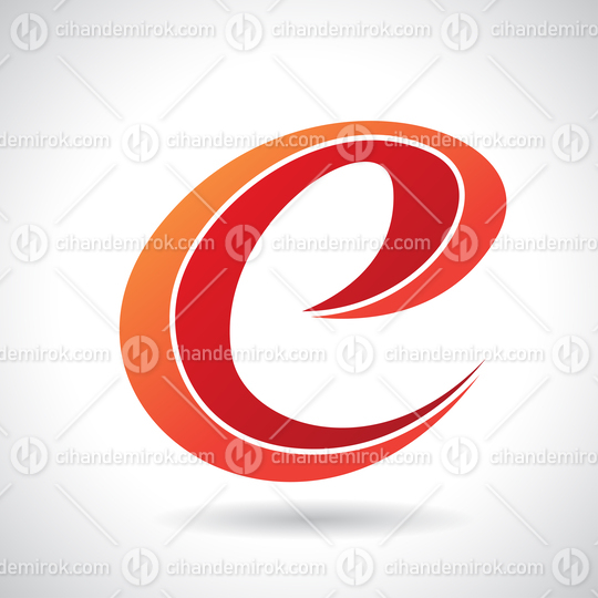 Orange and Red Curvy Retro Striped Lowercase Letter E