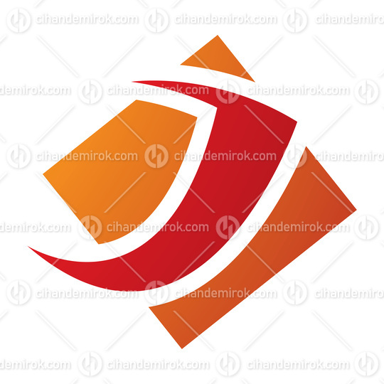 Orange and Red Diamond Square Letter J Icon