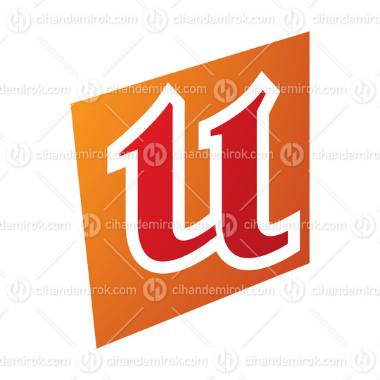 Orange and Red Distorted Square Shaped Letter U Icon