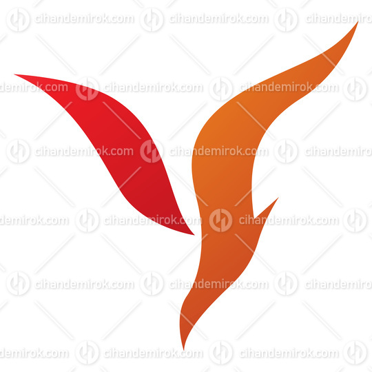 Orange and Red Diving Bird Shaped Letter Y Icon