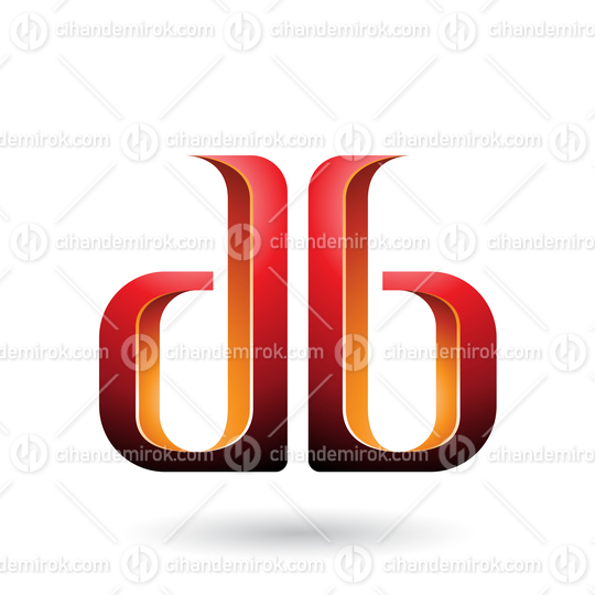 Orange and Red Double Sided D and B Letters Vector Illustration