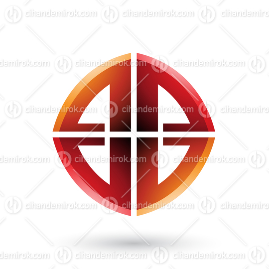 Orange and Red Double Sided Shape of Letter B Vector Illustration