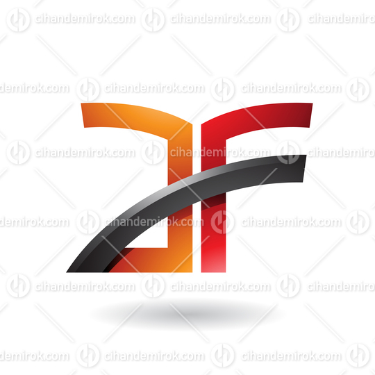Orange and Red Dual Letter Icon of A and F Vector Illustration