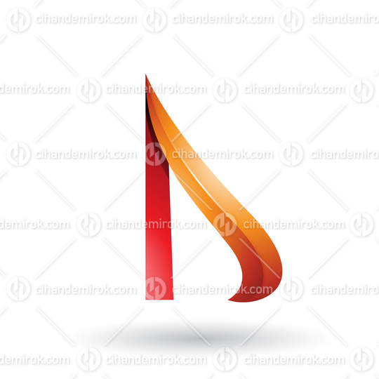 Orange and Red Embossed Arrow-like Letter D Vector Illustration