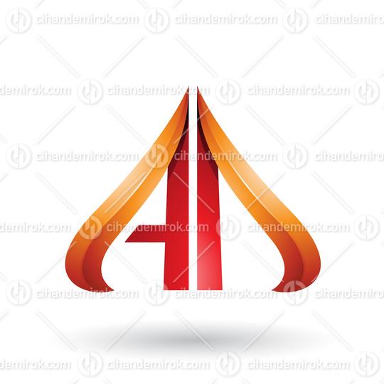 Orange and Red Embossed Arrow-like Letters A and D