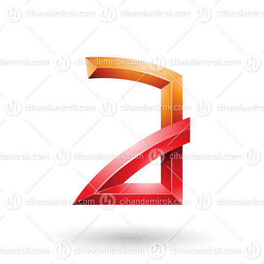 Orange and Red Embossed Letter A with Bended Joints