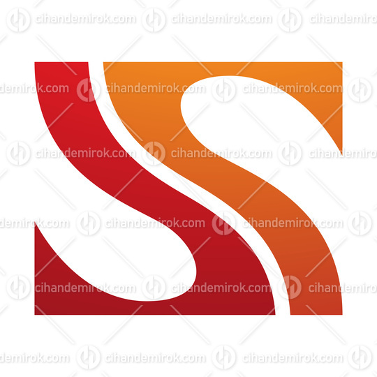 Orange and Red Fish Fin Shaped Letter S Icon