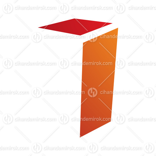 Orange and Red Folded Letter I Icon