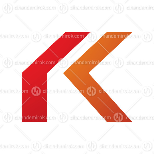 Orange and Red Folded Letter K Icon