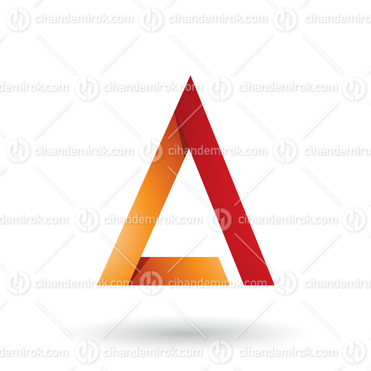 Orange and Red Folded Triangle Letter A Vector Illustration