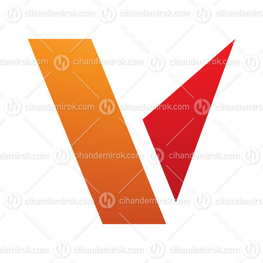 Orange and Red Geometrical Shaped Letter V Icon