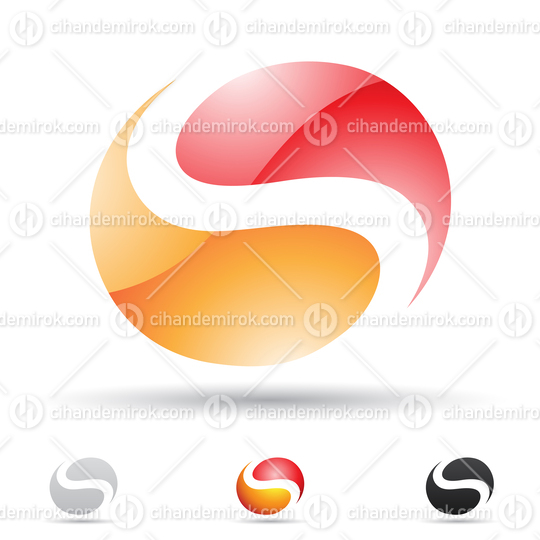 Orange and Red Glossy Abstract Logo Icon of Circular Letter S