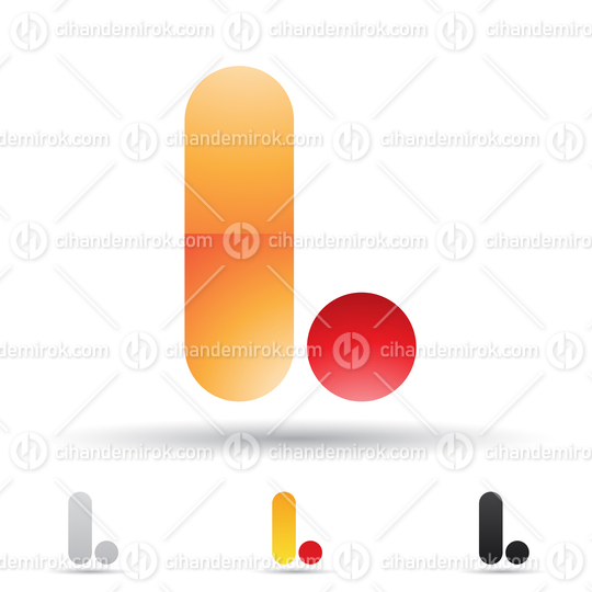 Orange and Red Glossy Abstract Logo Icon of Letter L with Round and Circle Shapes