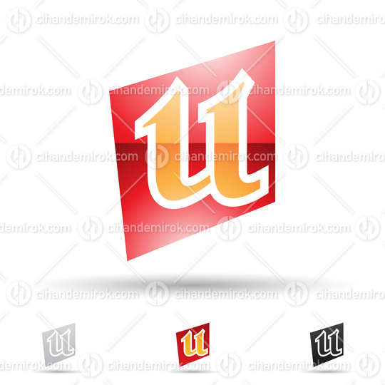 Orange and Red Glossy Abstract Logo Icon of Lowercase Letter U 