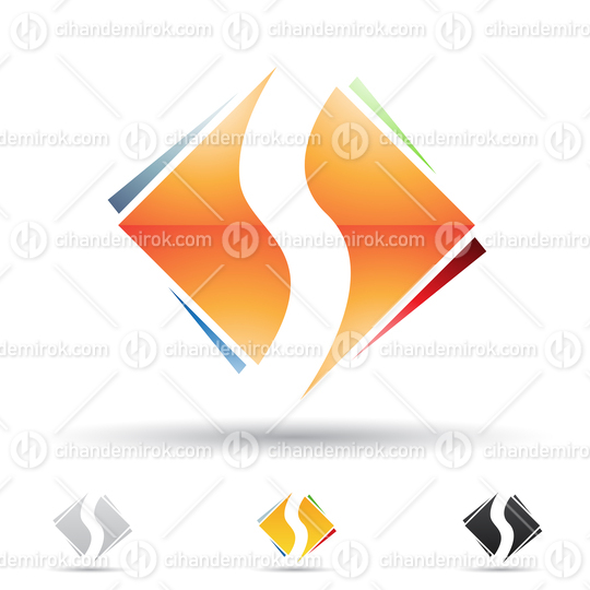 Orange and Red Glossy Abstract Logo Icon of Square Letter S