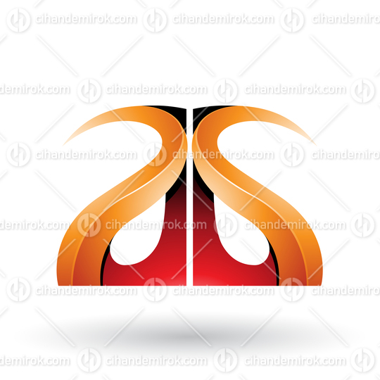 Orange and Red Glossy Curvy Embossed Letters A and G