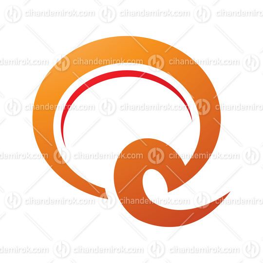 Orange and Red Hook Shaped Letter Q Icon