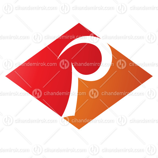 Orange and Red Horizontal Diamond Letter P Icon